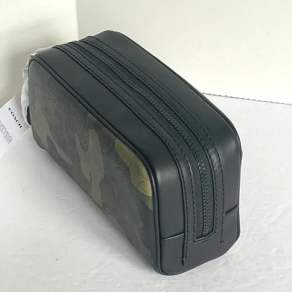 Coach Small Travel Kit Camo Print CM034 Signature Canvas Dopp Bag Toiletry Green - Picture 6 of 8